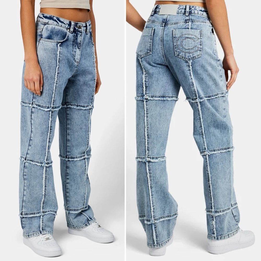 CERNUCCI  Relaxed Square Raw Edge Jeans In Ice Blue Straight Leg Rigid 6